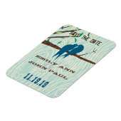 Blauwgroen Kute Kissende Tortelduifjes in een boom Magneet (Linkerzijde)