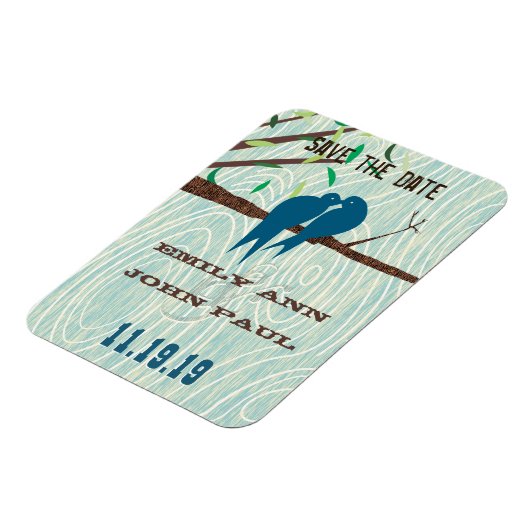 Blauwgroen Kute Kissende Tortelduifjes in een boom Magneet (Linkerzijde)