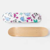 Blauwgroen Kute Roze zomerstrand Afbeelding tekens Persoonlijk Skateboard (Horizontaal)