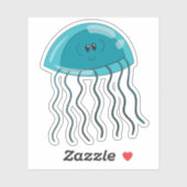 Blauwgroen kwallen sticker (Vel)