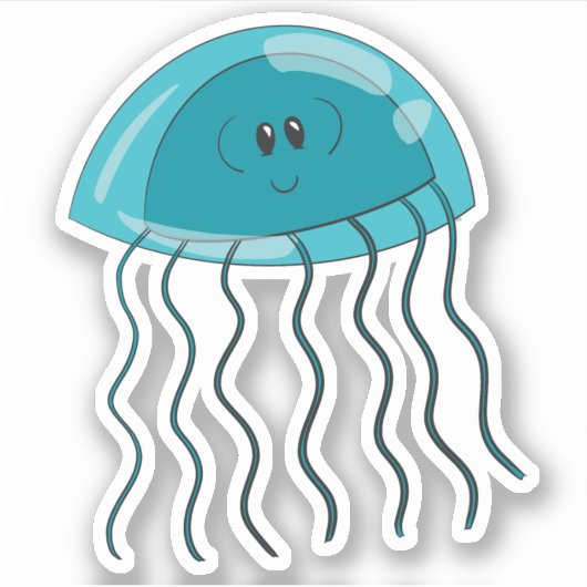 Blauwgroen kwallen sticker (Voorkant)