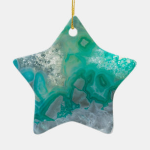 Blauwgroen kwartsgeode keramisch ornament