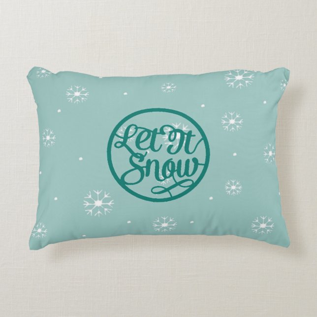 Blauwgroen laat het Accessoire Pillow sneeuwen Accent Kussen (Voorkant)
