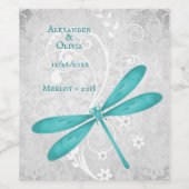 Blauwgroen label voor dragonfly-weddenschappen wijn etiket (Enkel label)