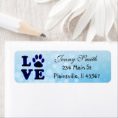 Blauwgroen label voor Striped Love Paw Print Retur (Insitu)