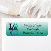 Blauwgroen label voor Striped Love Paw Print Retur (Insitu)