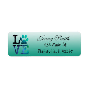 Blauwgroen label voor Striped Love Paw Print Retur