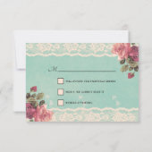 Blauwgroen Lace Alice in Wonderland Wedding RSVP K (Achterkant)