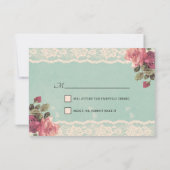 Blauwgroen Lace Alice in Wonderland Wedding RSVP K (Achterkant)