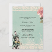 Blauwgroen Lace Alice Wonderland Tea Party Vrijgez Kaart (Achterkant)