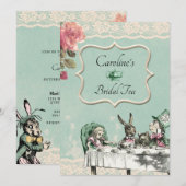 Blauwgroen Lace Alice Wonderland Tea Party Vrijgez Kaart (Voorkant / Achterkant)