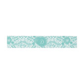 Blauwgroen Lace Belly Band met monogram Uitnodigingen Wikkel (Vlak)