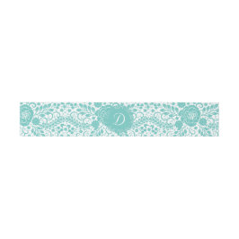 Blauwgroen Lace Belly Band met monogram Uitnodigingen Wikkel