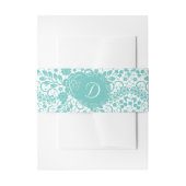 Blauwgroen Lace Belly Band met monogram Uitnodigingen Wikkel (Voorkant Voorbeeld)