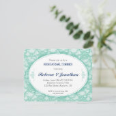 Blauwgroen Lace  repetitie diner Kaart (Staand voorkant)