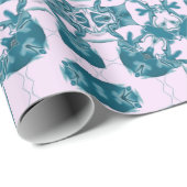 Blauwgroen Lacy Square Kaleidoscoop Cadeaupapier (Rol Hoek)