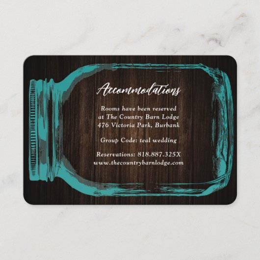 Blauwgroen land bruiloft hotel accommodatie Kaart (Voorkant)