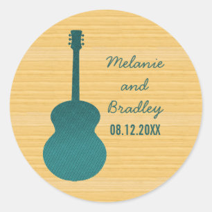 Blauwgroen land Guitar Wedding Stickers