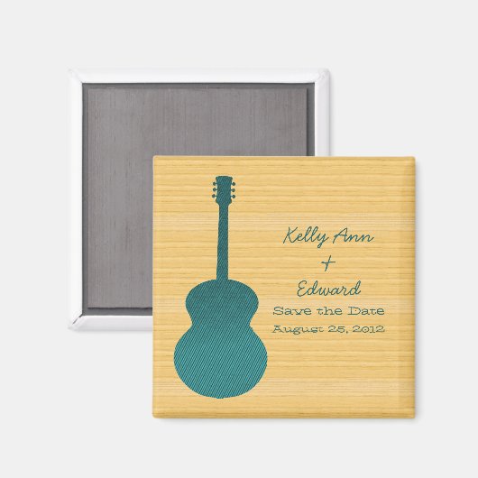 Blauwgroen landengitaar Opslaan Datum magneet (Voorkant / Achterkant)