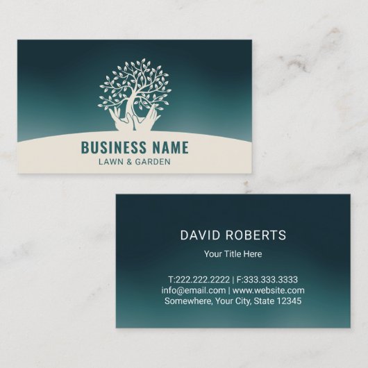 Blauwgroen landschapsarchitectuur voor eigen verzo visitekaartje (Voorkant / Achterkant)