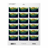 Blauwgroen lantaarnlichten romantische bruiloft etiket (Full Sheet)