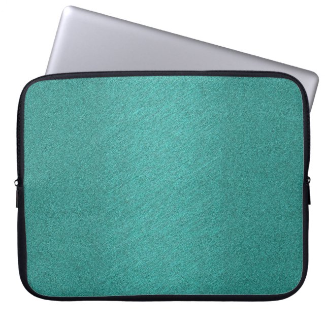 Blauwgroen laptophoes laptop sleeve (Voorkant)