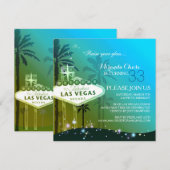 Blauwgroen Las Vegas Birthday Party Kaart (Voorkant / Achterkant)
