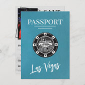 Blauwgroen Las Vegas Passport Bewaar de datum Save The Date (Voorkant / Achterkant)