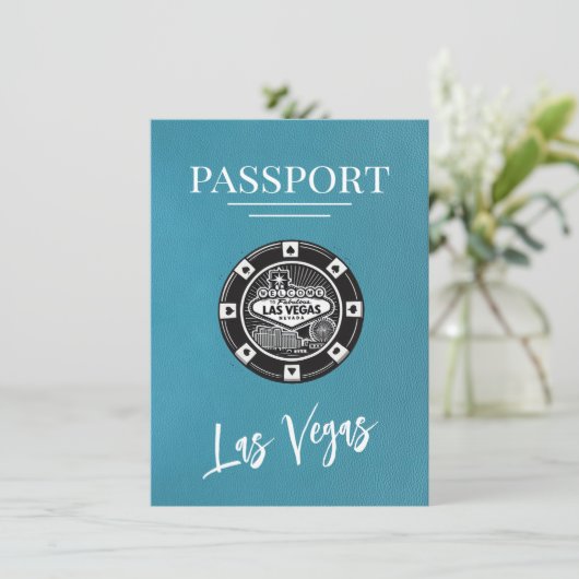 Blauwgroen Las Vegas Passport Bewaar de datum Save The Date (Staand voorkant)