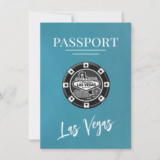 Blauwgroen Las Vegas Passport Bewaar de datum Save The Date (Voorkant)