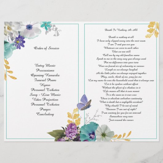 Blauwgroen lavender Butterfly-programma voor bivla Flyer (Achterkant)