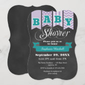 Blauwgroen lavender Chalkboard Vlag Baby shower ui Kaart (Voorkant / Achterkant)