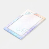Blauwgroen lavender Yellow Melon Monogram Post-it® Notes (Schuin)
