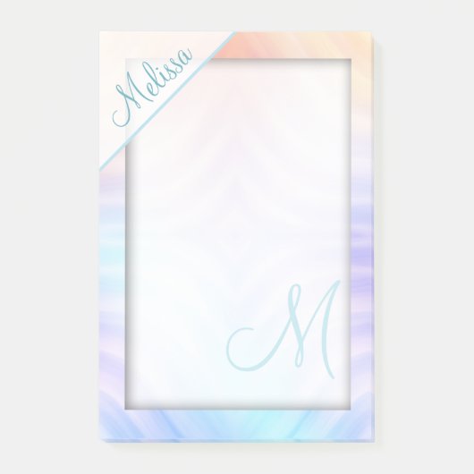 Blauwgroen lavender Yellow Melon Monogram Post-it® Notes (Voorkant)