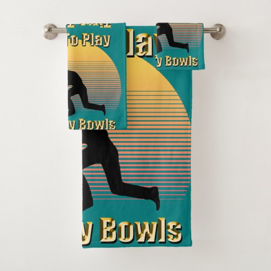 Blauwgroen Lawn Bowls Playtime, Bath Towel Set Bad Handdoek (Insitu)