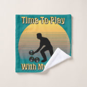 Blauwgroen Lawn Bowls Playtime, Bath Towel Set Bad Handdoek (Wasdoekje)