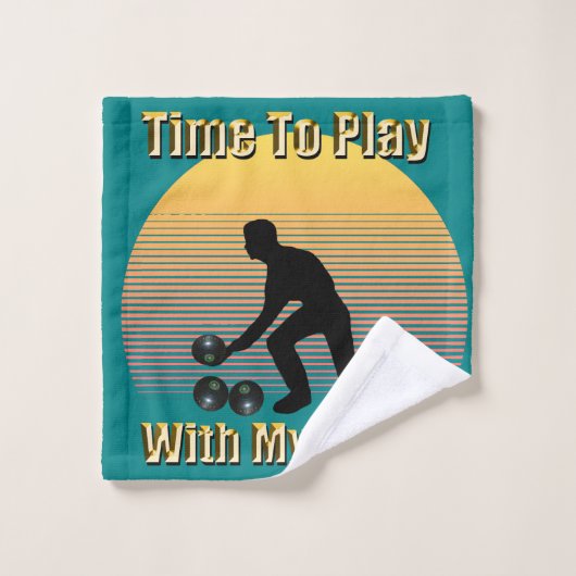 Blauwgroen Lawn Bowls Playtime, Bath Towel Set Bad Handdoek (Wasdoekje)