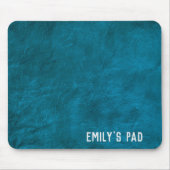Blauwgroen leder met zilvernaam muismat (Voorkant)