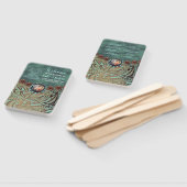 Blauwgroen leder western land bruiloft programma's handwaaier (Niet-gemonteerd)