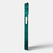 Blauwgroen lederen handgemaakte gele zonnebloem Case-Mate iPhone case (Achterkant / Rechts)