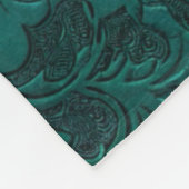 Blauwgroen lederen handgemaakte gele zonnebloem fleece deken (Hoek)