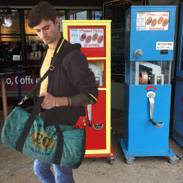 Blauwgroen lederen imitatie langwerpige muntverzam plunjezak