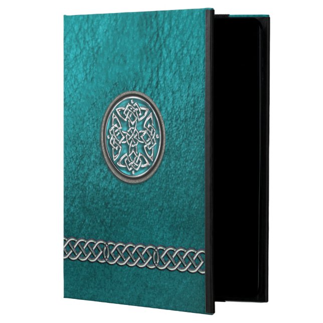 Blauwgroen lederen Keltisch Knot Tribal iPad Air 2 (Voorkant)