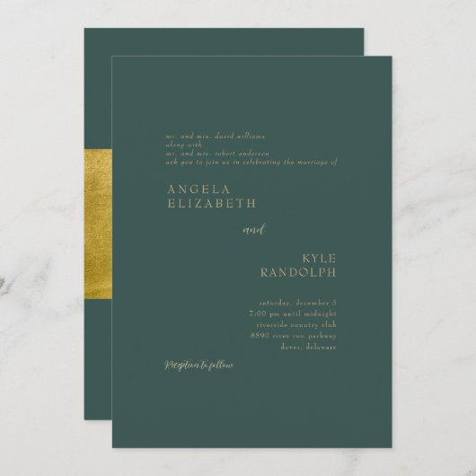 Blauwgroen legantie in de uitnodiging voor het uit (Voorkant / Achterkant)