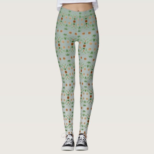 Blauwgroen Leggings met octrooien (Voorkant)