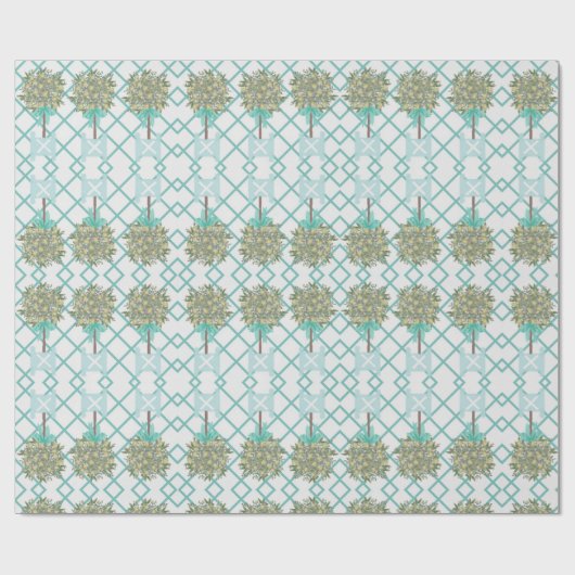 Blauwgroen Lemon Topiary Robin's Egg Blue Cadeaupapier (Vlak)