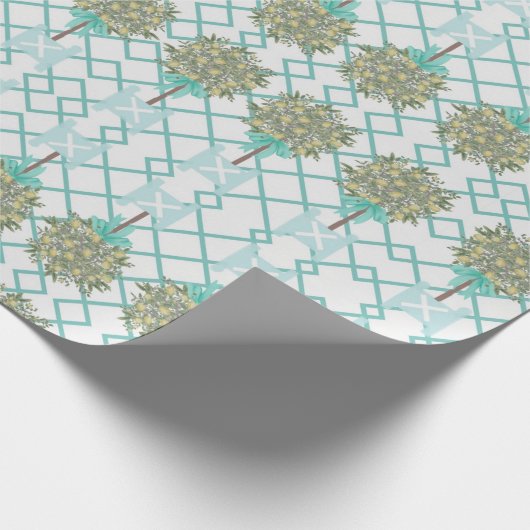 Blauwgroen Lemon Topiary Robin's Egg Blue Cadeaupapier (Hoek)