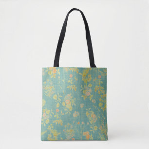 Blauwgroen lentepatroon Tote Bag