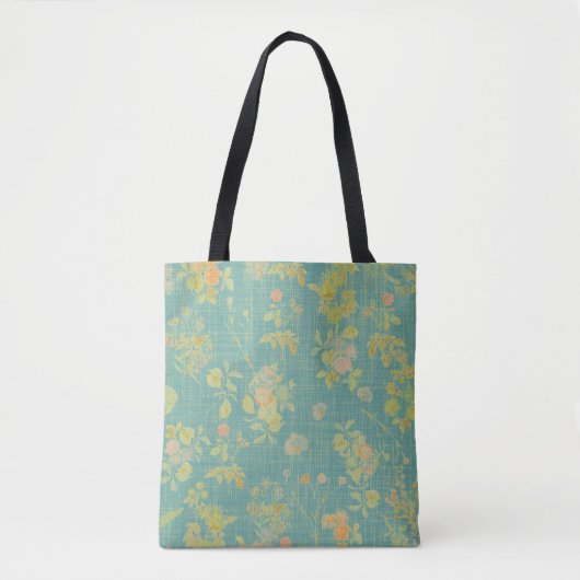 Blauwgroen lentepatroon Tote Bag (Voorkant)