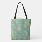 Blauwgroen lentepatroon Tote Bag (Achterkant)